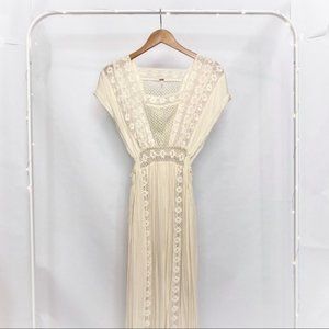 Free People Small/Petite Cream Lace Maxi Dress